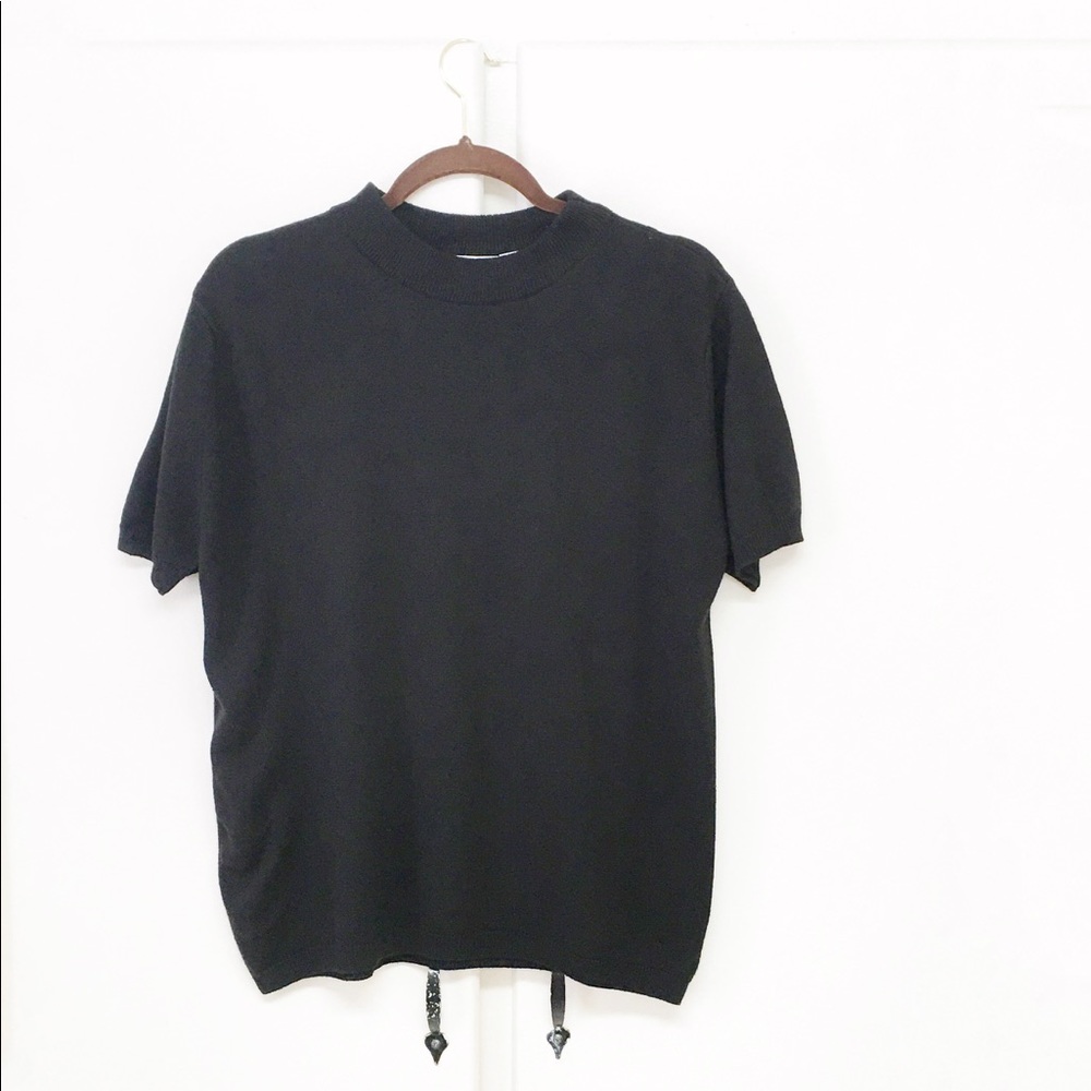 Euro Flash Black Short Sleeve Sweater Size XL